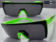 Classic Hardcore Biker Gangster Wrap Shield Style POLARIZED SUNGLASSES Neon Green Frame - Dark Lens X0018