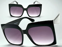 Oversized Exaggerated Vintage Retro Style SUNGLASSES X-Large Square Black Frame 49308