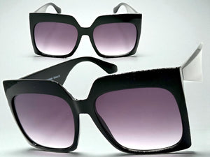 Oversized Exaggerated Vintage Retro Style SUNGLASSES X-Large Square Black Frame 49308