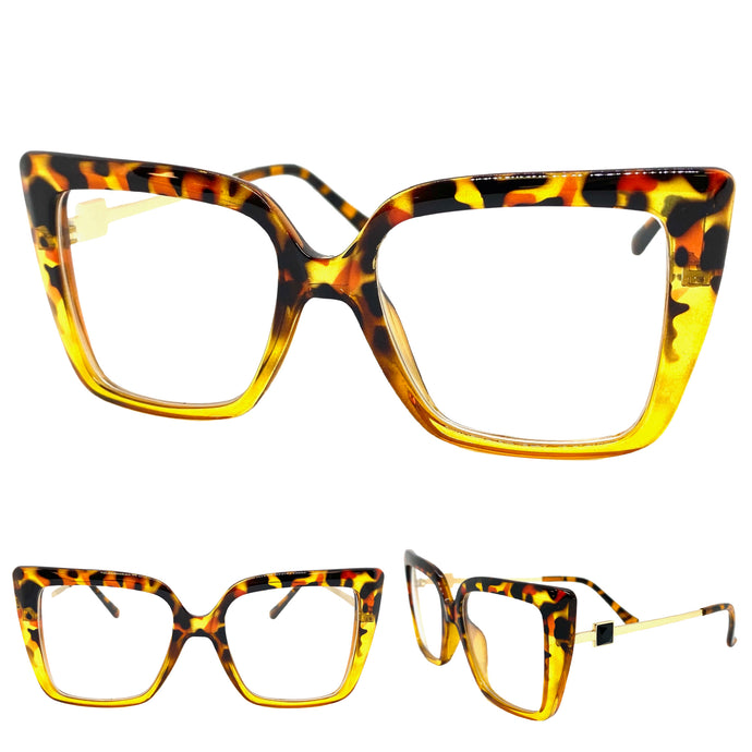 Classic Vintage Retro Style Clear Lens EYEGLASSES Leopard Optical Frame - RX Capable 4291