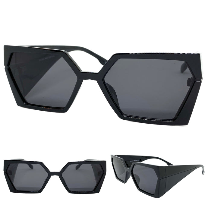 Exaggerated Modern Retro Futuristic Style SUNGLASSES Thick Funky Black Frame 80811