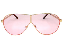 Oversized Modern Retro Shield Style SUNGLASSES Large Rose Gold Frame - Pink Lens 4617