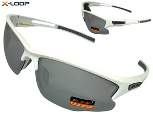 Sporty Wrap Around Cycling Fishing Biker SUNGLASSES Sleek White Frame - Silver Lens 2754