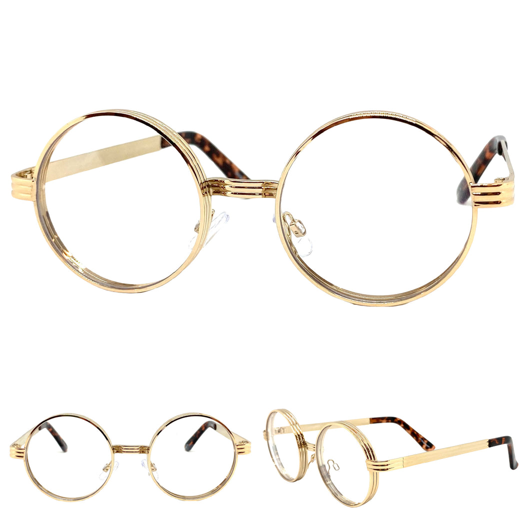 Classic Vintage Retro Style Clear Lens EYEGLASSES Round Rose Gold Frame 8528