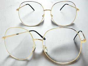 Oversized Exaggerated Vintage Retro Style Clear Lens EYEGLASSES Large Gold Frame 6404