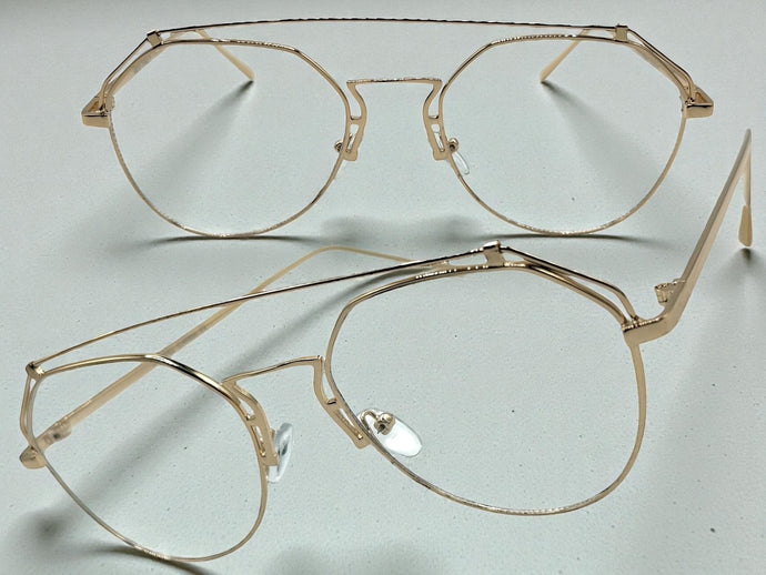 Exaggerated Classic Vintage Retro Style Clear Lens EYEGLASSES Gold Metal Frame AB252