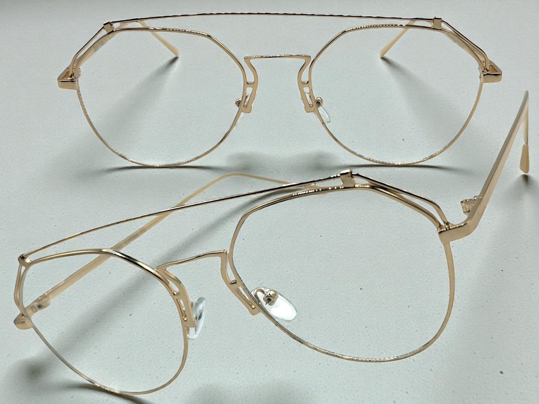 Exaggerated Classic Vintage Retro Style Clear Lens EYEGLASSES Gold Metal Frame AB252