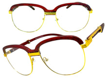 Classic Retro Luxury Designer Hip Hop Style Clear Lens EYEGLASSES Square Gold & Faux Wooden Frame E0425