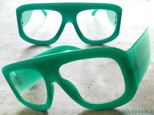 Oversized Exaggerated Vintage Retro Style Clear Lens EYEGLASSES Large Super Thick Turquoise Frame 1386