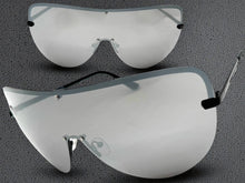 Oversized Exaggerated Modern Retro Shield Style SUNGLASSES X-Large Black Frame - Silver Lens 4603