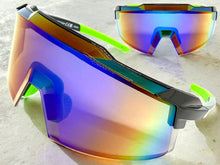Oversized Retro Sporty Wrap Around Shield Style SUNGLASSES Large Frame - Green Lens 80963