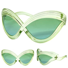 Oversized Exaggerated Modern Retro Futuristic Style SUNGLASSES Large Green Frame 2159