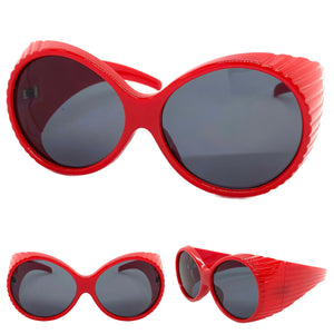 Oversized Exaggerated Vintage Retro Style SUNGLASSES Large Thick Round Red Frame 2156