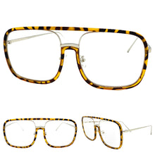 Oversized Vintage Retro Style Clear Lens EYEGLASSES Large Tortoise & Silver Frame 53102
