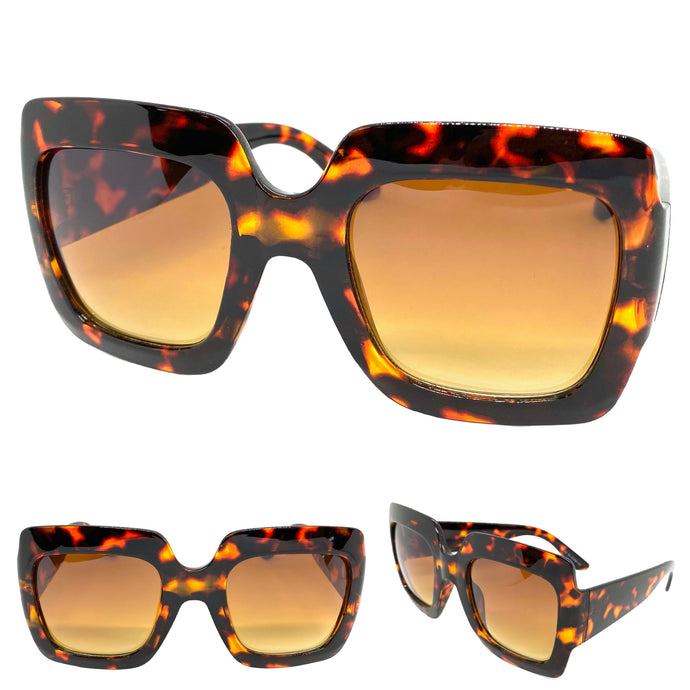 Oversized Vintage Retro Style SUNGLASSES Large Tortoise Frame E1879