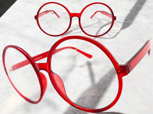 Oversized Vintage Retro Style Clear Lens EYEGLASSES X-Large Round Red Frame 1734