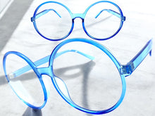 Oversized Vintage Retro Style Clear Lens EYEGLASSES X-Large Round Blue Frame 1734