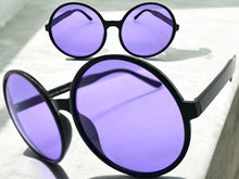Oversized Classic Vintage Retro Style SUNGLASSES X-Large Round Black Frame 1734