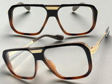 Classic Vintage Retro Hip Hop Rapper Style Clear Lens EYEGLASSES Brown & Gold Frame 76006