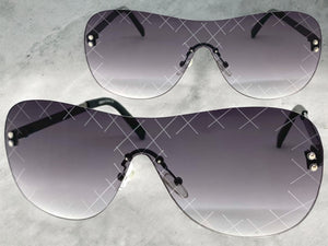 Oversized Contemporary Modern Retro Shield Style SUNGLASSES Flat Gray Lens A246