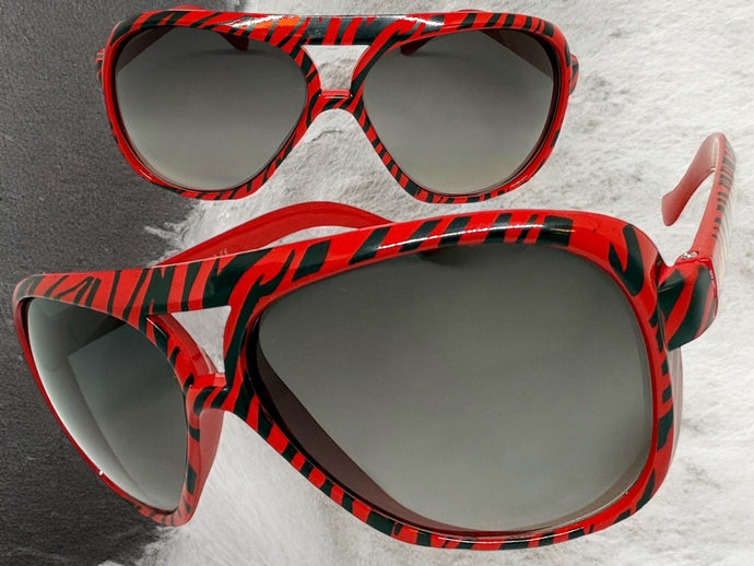 Oversized Exaggerated Vintage Retro Style SUNGLASSES Large Zebra - Tiger Print Frame 1166
