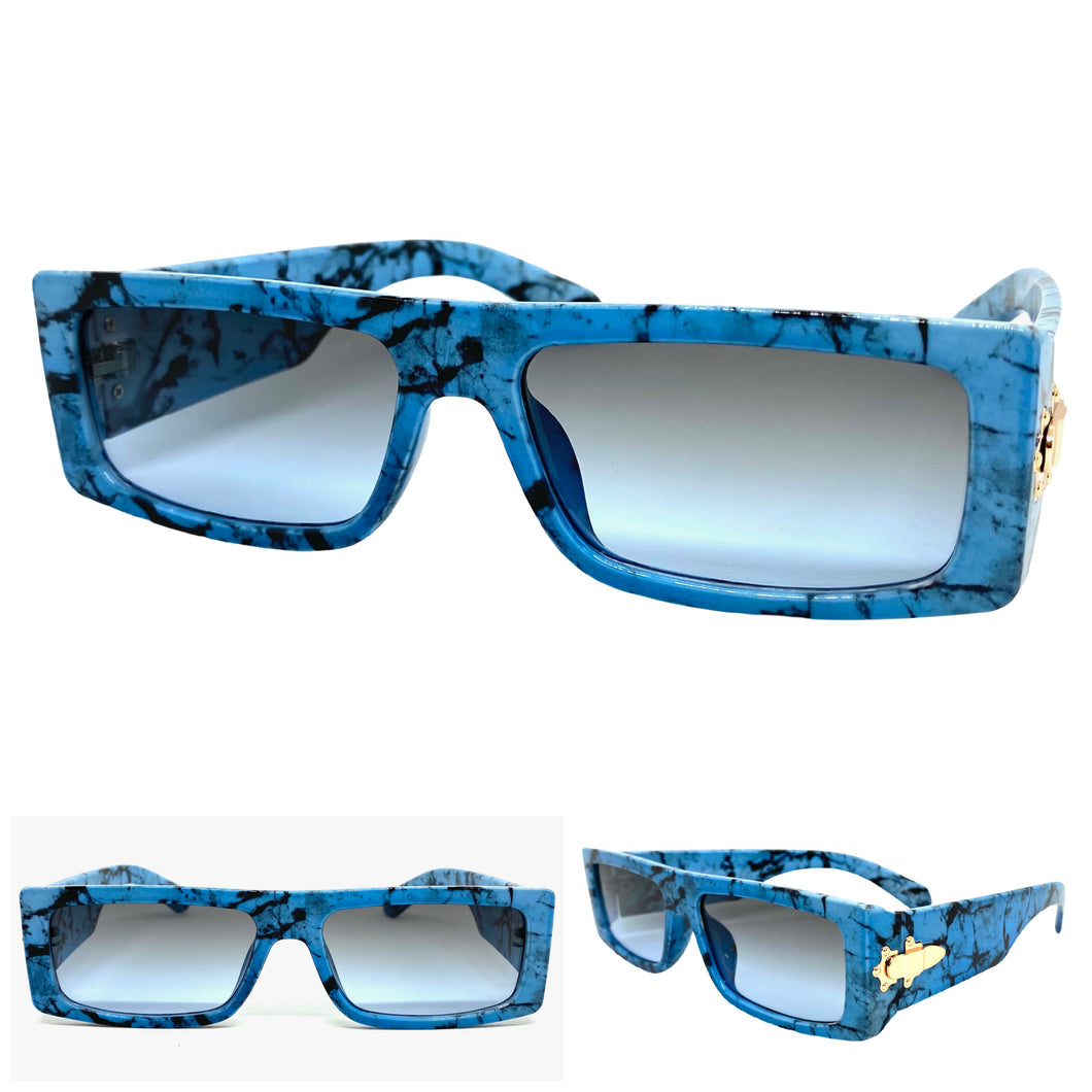 Classic Luxury Retro Hip Hop Style SUNGLASSES Marble Lens 30421