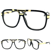 Classic Vintage Retro Hip Hop Rapper Style Clear Lens EYEGLASSES Black & Gold Frame 8529