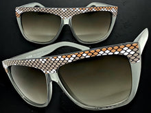Oversized Classic Vintage Retro Style SUNGLASSES Large Gray Snakeskin Frame 1201
