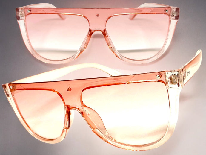 Classy Elegant Modern Rerto Shield Style SUNGLASSES Pink Frame 6515
