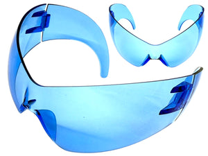 Oversized Space Futuristic Robotic Cyclops Shield Costume Party SUNGLASSES Huge Blue Lens 2170