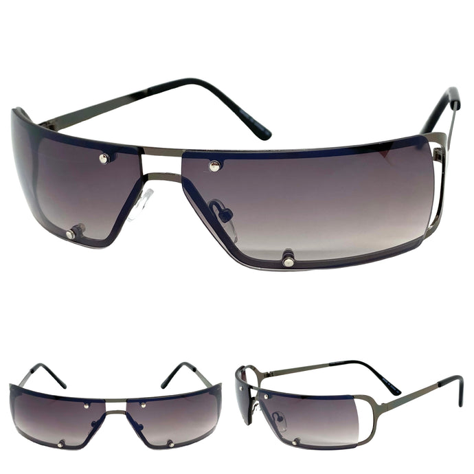 Contemporary Modern Wrap Style SUNGLASSES Gunmetal Frame E0943