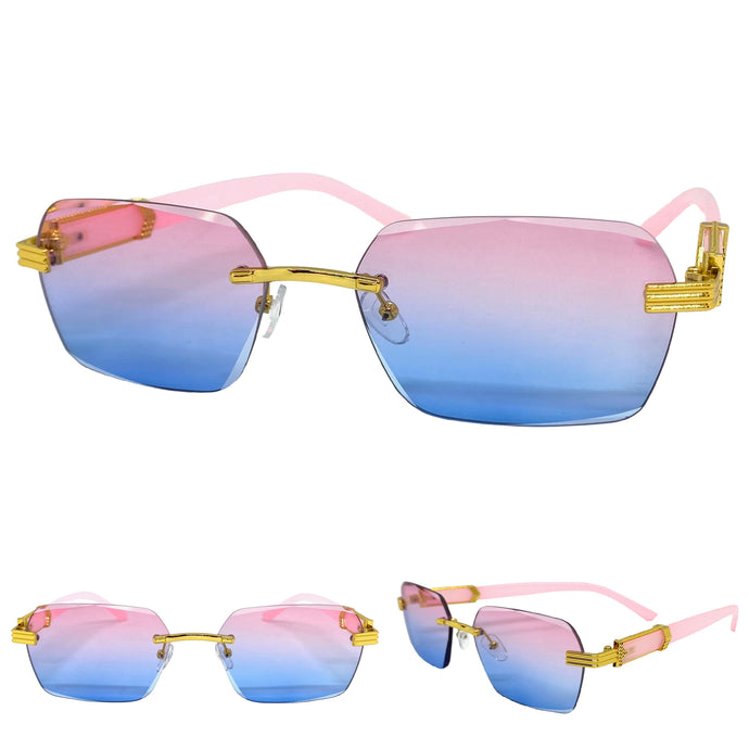 Men's Classy Elegant Luxury Retro Hip Hop Style SUNGLASSES Gold Rimless Frame 7522