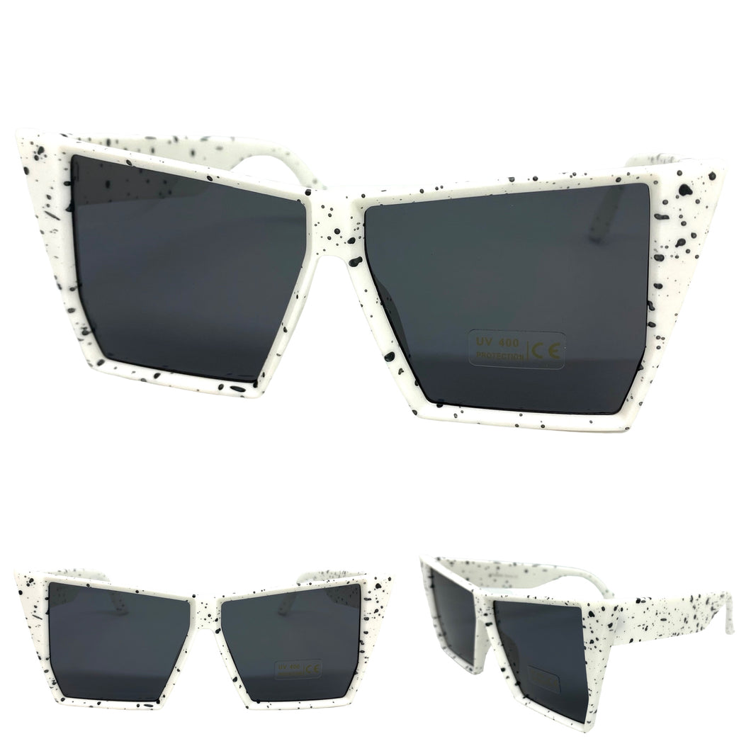 Oversized Modern Retro Cat Eye Style SUNGLASSES White Frame 49089