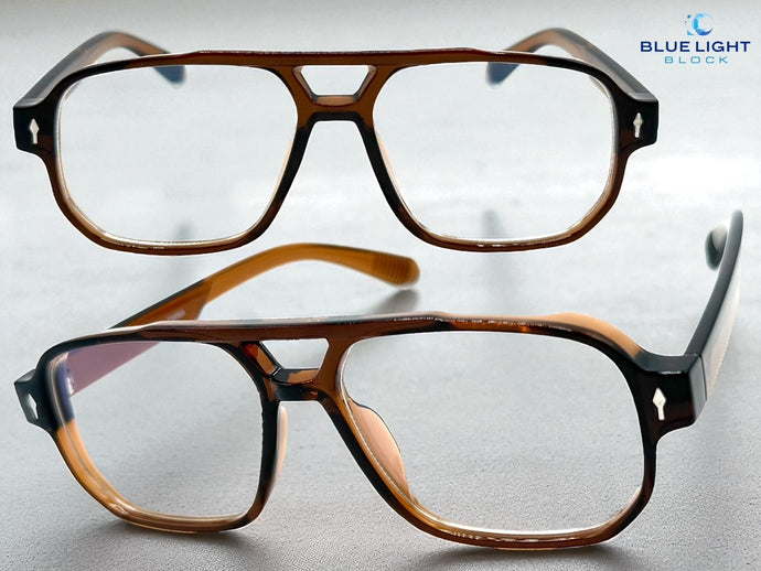 Classic Vintage Retro Style Clear Lens Blue Light Block Computer EYEGLASSES Brown Frame 55013