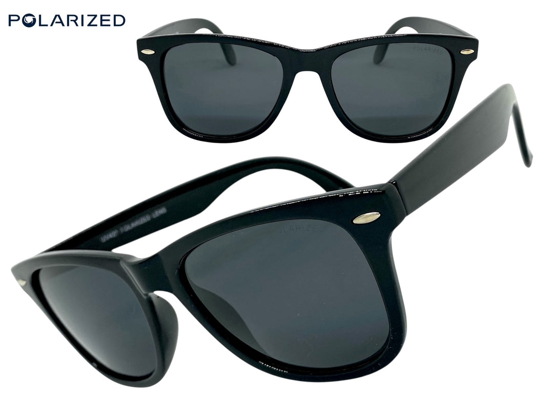 Classic Vintage Retro Style POLARIZED Lens SUNGLASSES Black Frame 1007