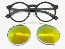 Classic Vintage Retro Style Clip On SUNGLASSES Round Black Frame 6442