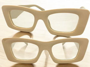 Exaggerated Vintage Retro Style Clear Lens EYEGLASSES Thick Khaki Frame 81260