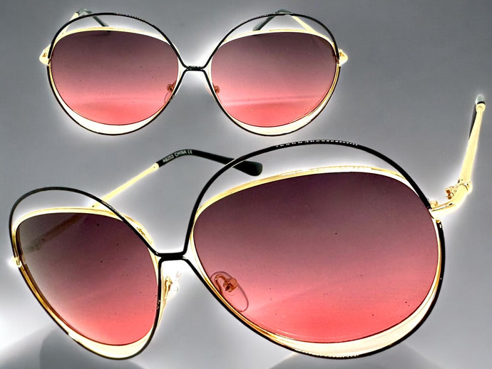 Oversized Exaggerated Vintage Retro Style SUNGLASSES Large Gold Frame A253