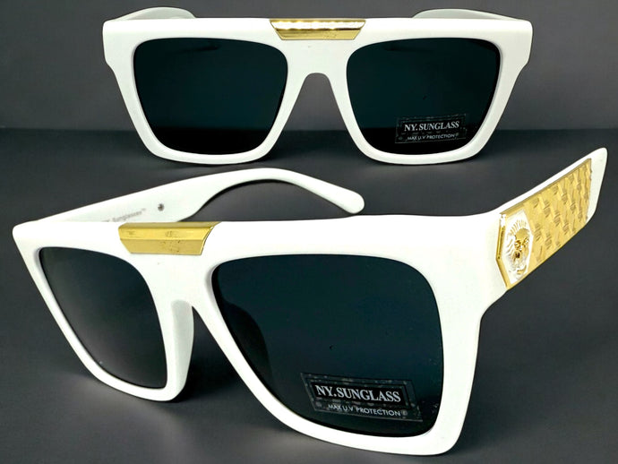 Classic Hardcore Biker Gangster Hip Hop Style SUNGLASSES White Frame Dark Lens 5467