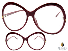 Oversized Vintage Retro Style Clear Lens EYEGLASSES Large Round Burgundy Frame E2085