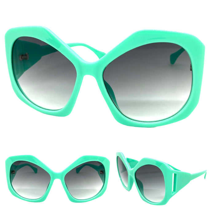 Oversized Exaggerated Vintage Retro Style SUNGLASSES Huge Turquoise Frame 1222