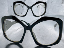 Oversized Exaggerated Vintage Retro Style Clear Lens EYEGLASSES Large Black Frame E2019