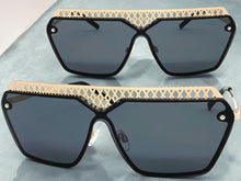 Sleek Modern Retro Shield Style SUNGLASSES Gold Frame Dark Lens 10415