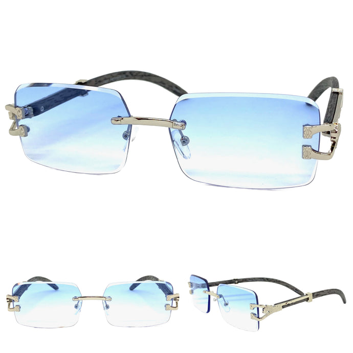 Classy Elegant Sophisticated Luxury Hip Hop Style SUNGLASSES Rimless Silver Frame 5210