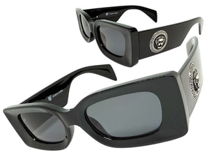 Classic Hardcore Biker Gangster Style SUNGLASSES Black Frame - Dark Lens 5015