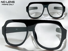 Oversized Classic Vintage Retro Style X-Large Black Lensless Eye Glasses- Frame Only NO Lens 541095