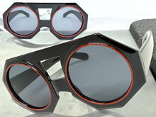 Oversized Exaggerated Vintage Retro Style SUNGLASSES Large Geometric Black Frame 1335