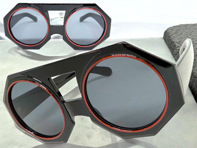 Oversized Exaggerated Vintage Retro Style SUNGLASSES Large Geometric Black Frame 1335