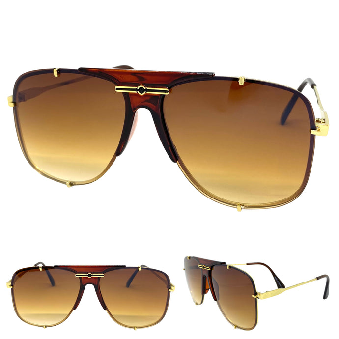 Oversized Classic Vintage Retro Hip Hop Aviator Style SUNGLASSES Gold Frame E0693