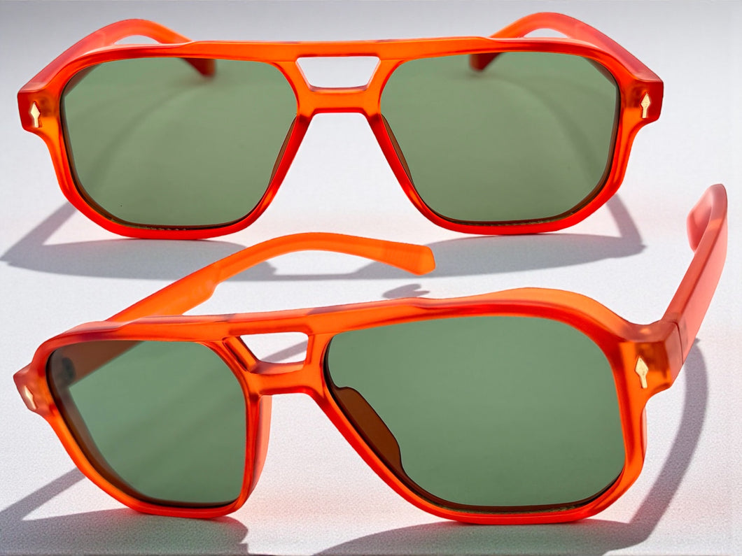 Classic Vintage Retro Hip Hop Style SUNGLASSES Square Matte Orange Frame 80930